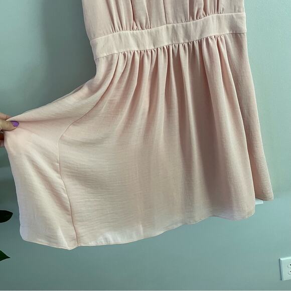 Rebecca Taylor | Women’s Pastel Pink V-Neck Flowy Above Knee Dress Pleated Party - Picture 6 of 11